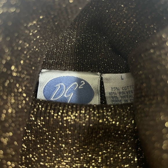 Vintage DG2 by Diane Gilman sparkly gold turtleneck sweater womens size Large - Picture 2 of 2